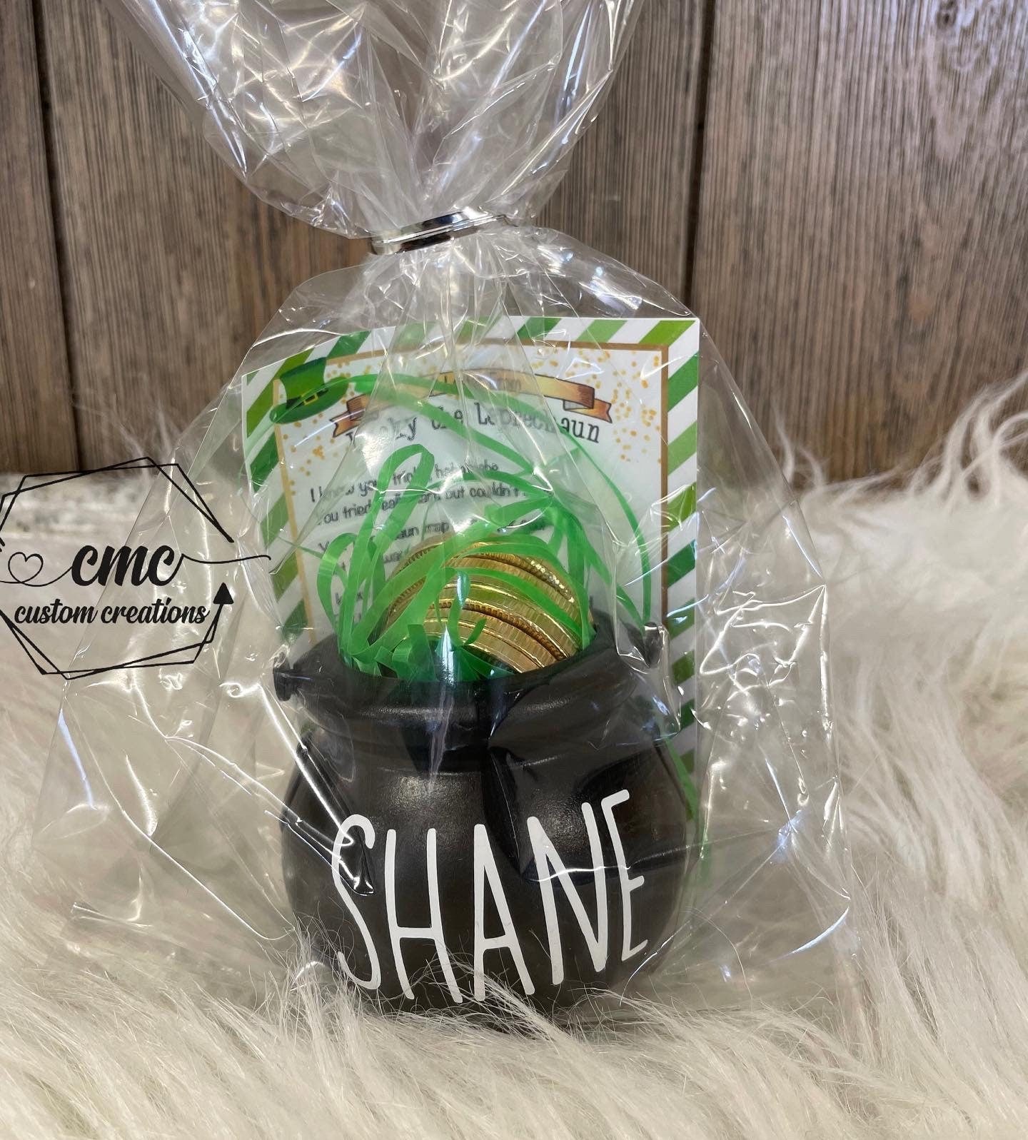 Personalized Leprechaun lucky pot of gold chocolates