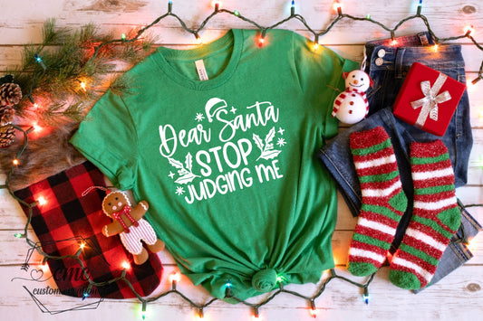 Christmas T-Shirt, Funny Christmas Shirts for Women, Christmas Gifts for Women Stop Judging Shirt , Christmas Crewneck Graphic Tee