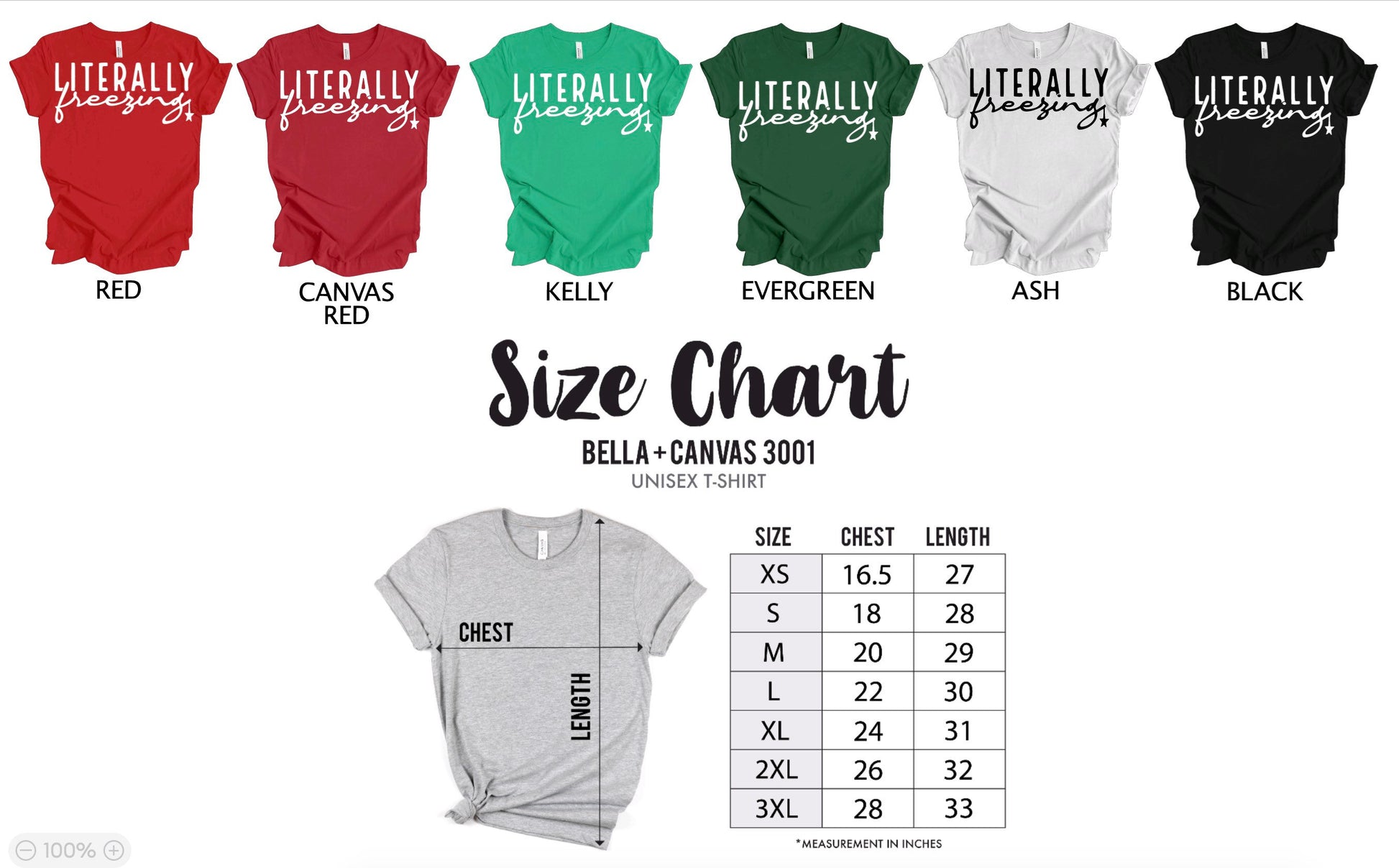 Literally Freezing Christmas Graphic T-Shirt