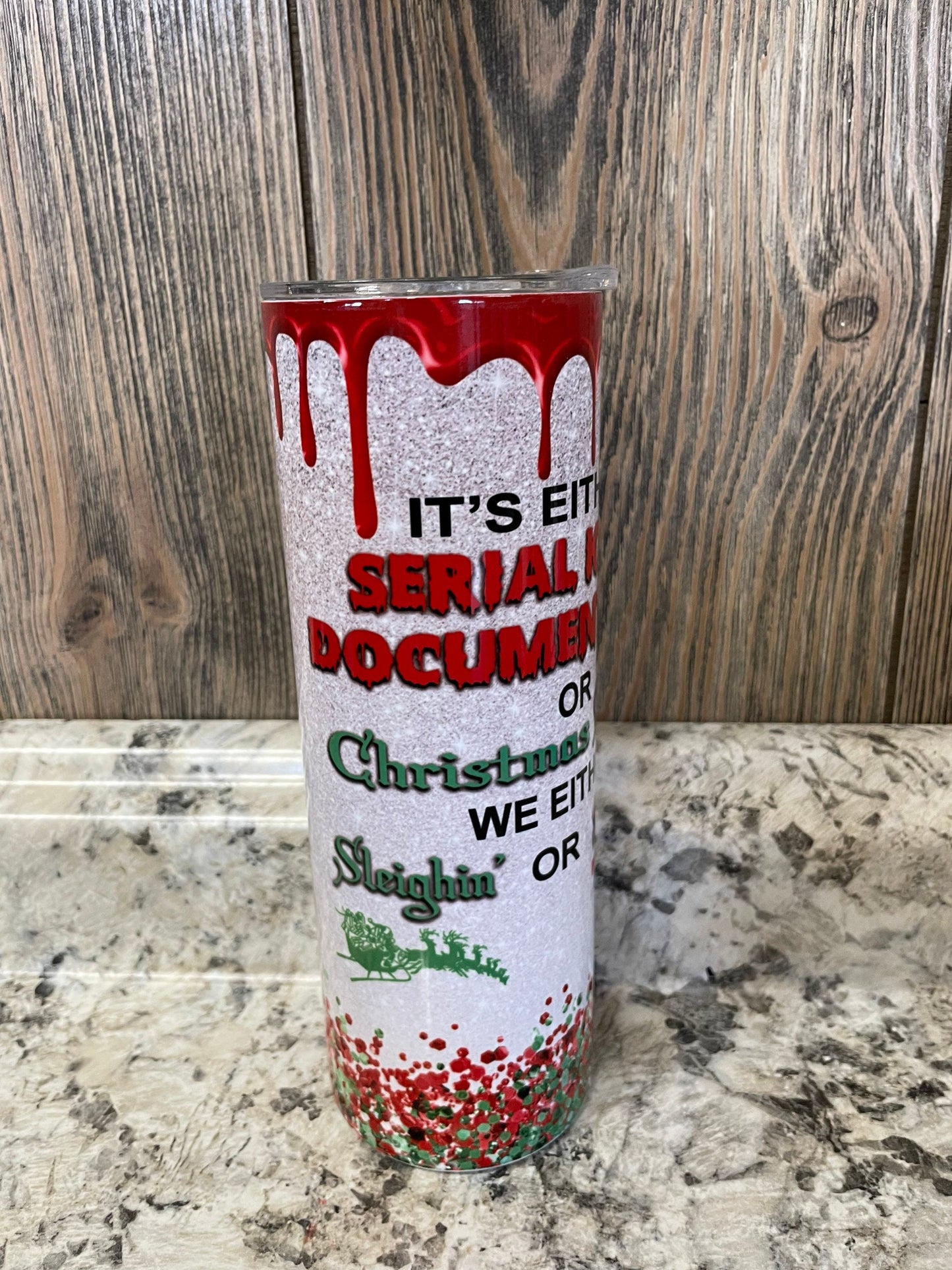 Serial Killer Or Christmas Movie 20 Oz. Stainless Skinny Tumbler