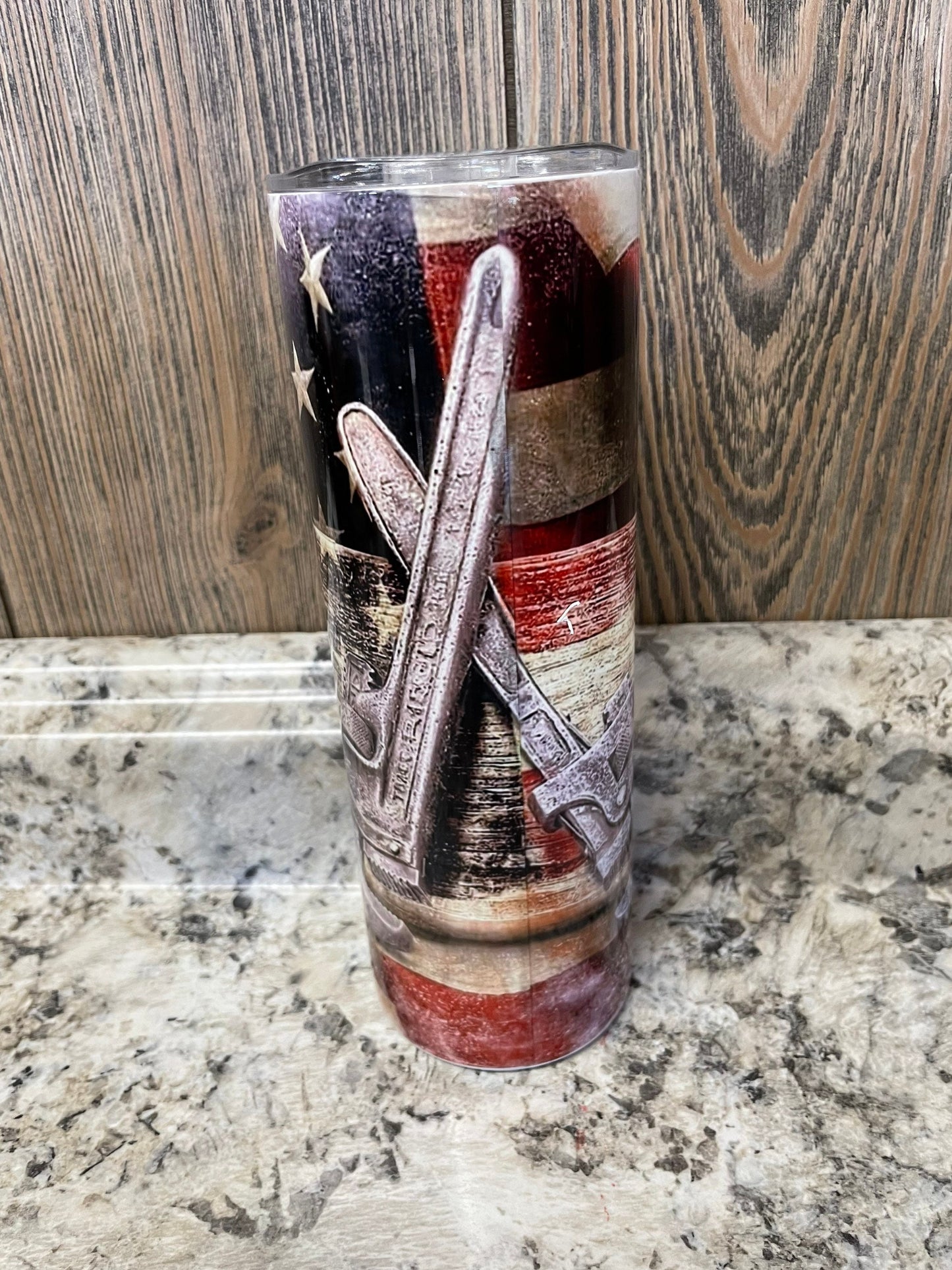 Plumber Dad  American Flag 20 oz Stainless Skinny Tumbler