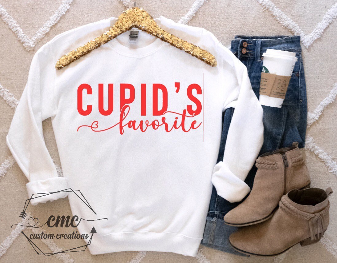 Cupid’s Favorite, Valentine Sweatshirt, Funny Valentine Shirts for Women, Valentine’s Gifts for Women, Crewneck