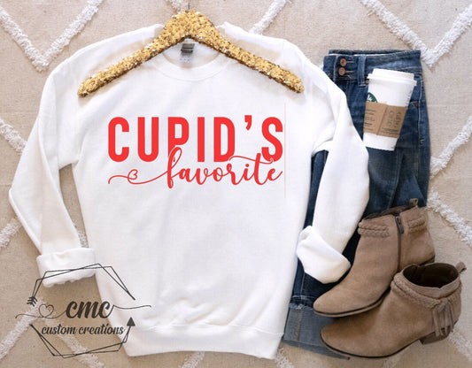 Cupid’s Favorite, Valentine Sweatshirt, Funny Valentine Shirts for Women, Valentine’s Gifts for Women, Crewneck