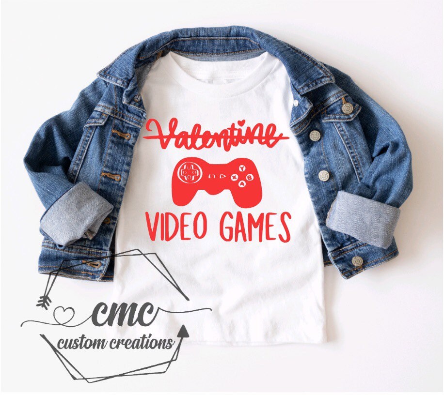 Video Games, Funny valentines shirts, Gifts for kids, children, Toddler, Valentine Crewneck Graphic Tee