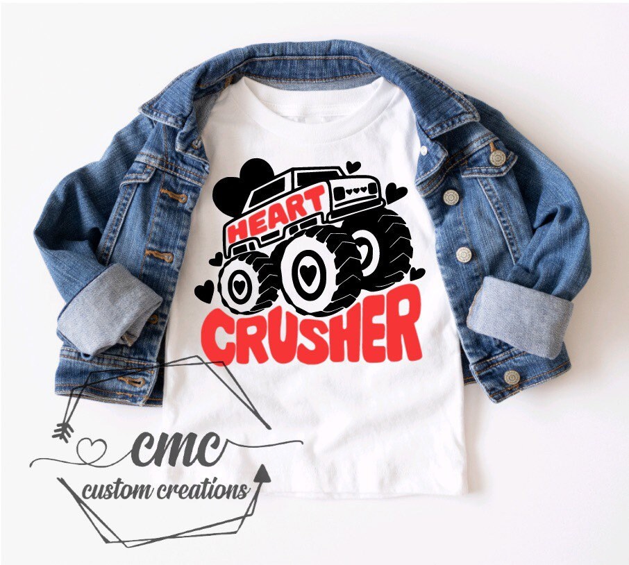 Heart Crusher, Funny valentines shirts, Gifts for kids, children, Toddler, Valentine Crewneck Graphic Tee