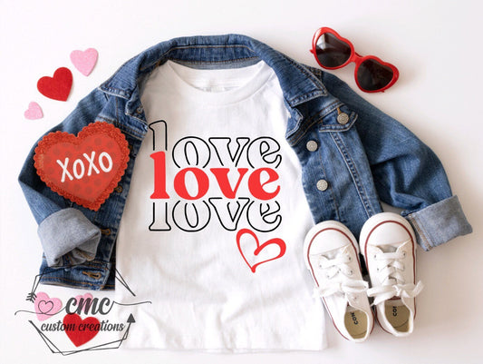 Love love love, Funny valentines shirts, Gifts for kids, children, Toddler, Valentine Crewneck Graphic Tee