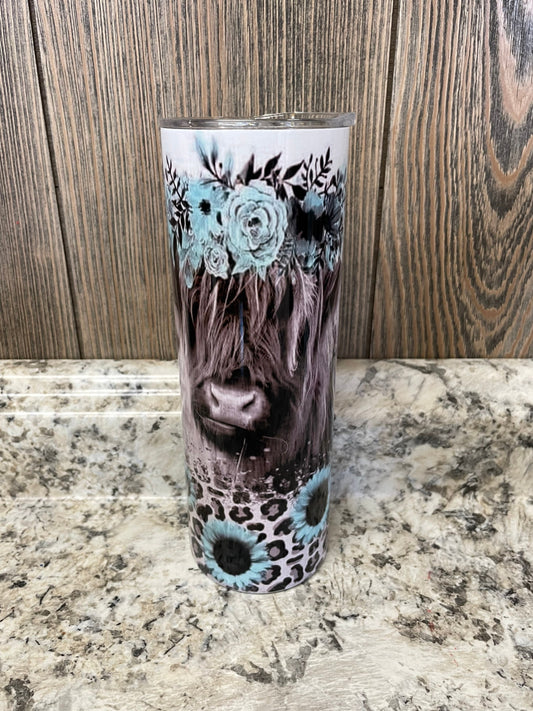 Highlander Cow  20 Oz Stainless Skinny Tumbler