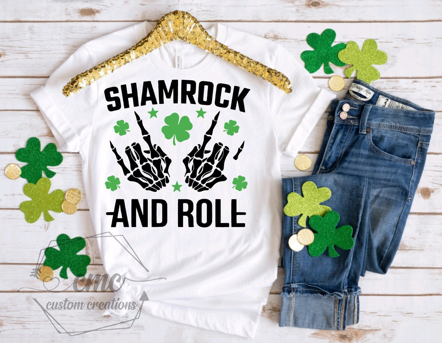 Shamrock and Roll T-Shirt, Funny St. Patrick’s Day shirts, St. Paddy’s Day, Gifts for Women, Crewneck Graphic Tee