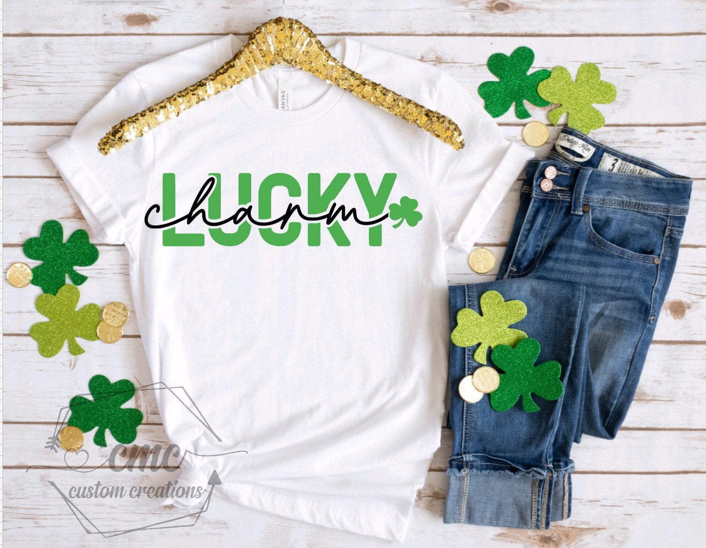 Luck Charm T-Shirt, Funny St. Patrick’s Day shirts, St. Paddy’s Day, Gifts for Women, Crewneck Graphic Tee