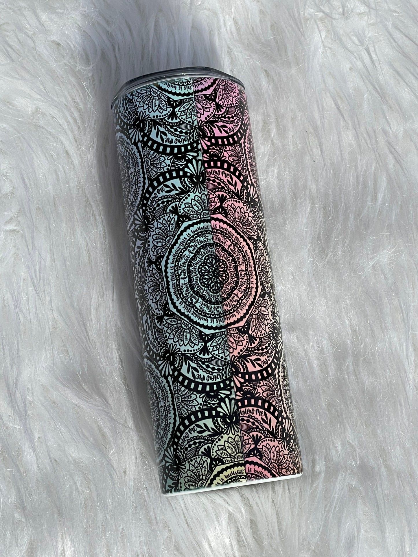 Hidden Cuss Word Adult Language Mandala 20 oz Stainless Skinny Tumbler