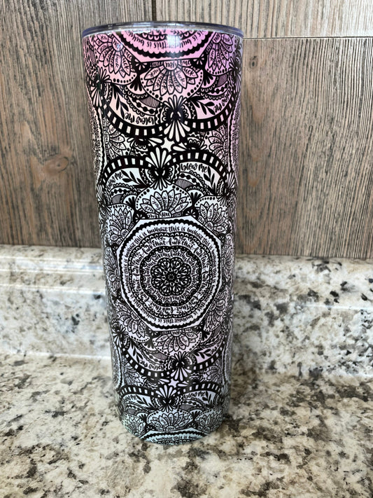 Hidden Cuss Word Adult Language Mandala 20 oz Stainless Skinny Tumbler