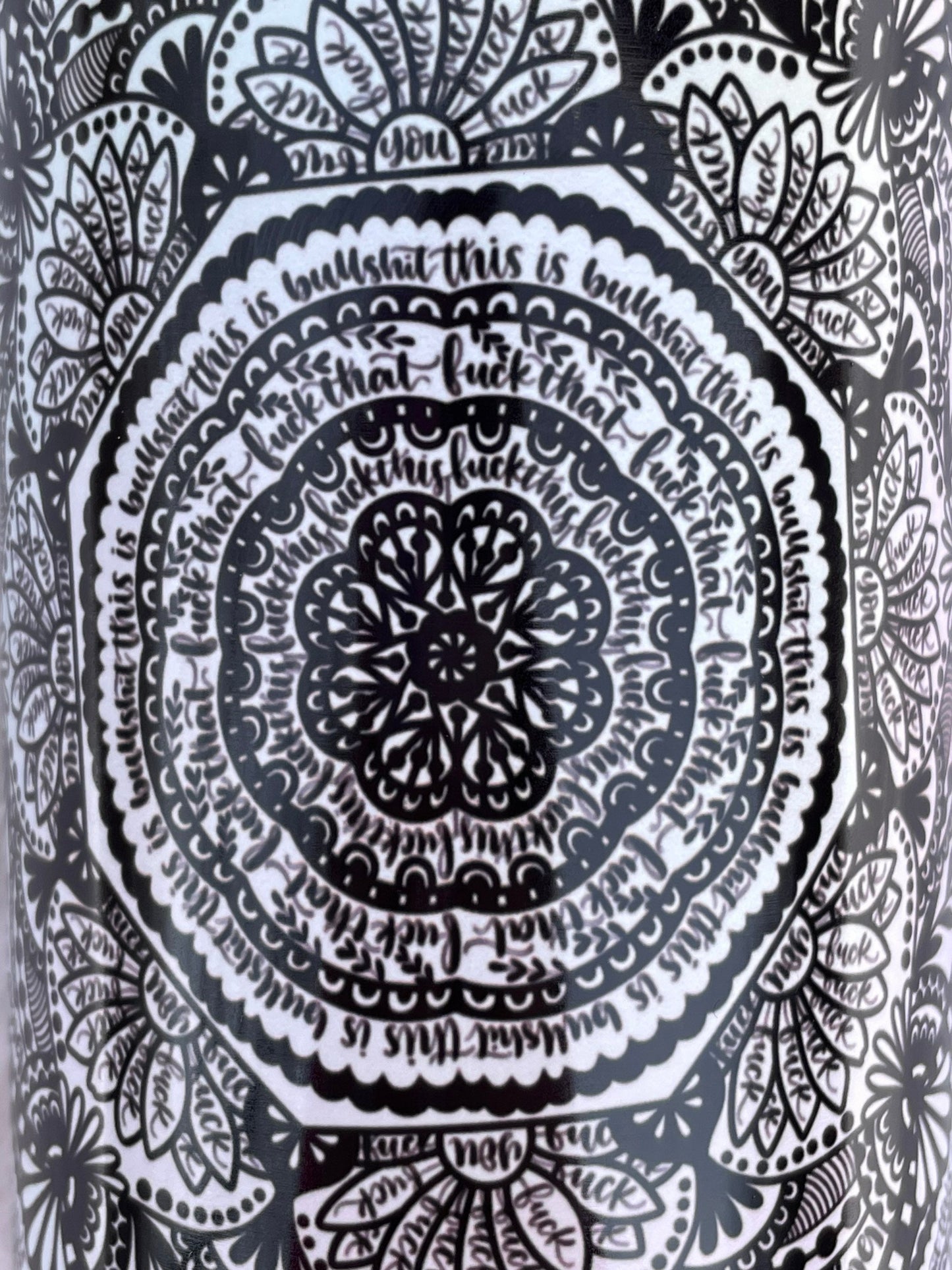 Hidden Cuss Word Adult Language Mandala 20 oz Stainless Skinny Tumbler