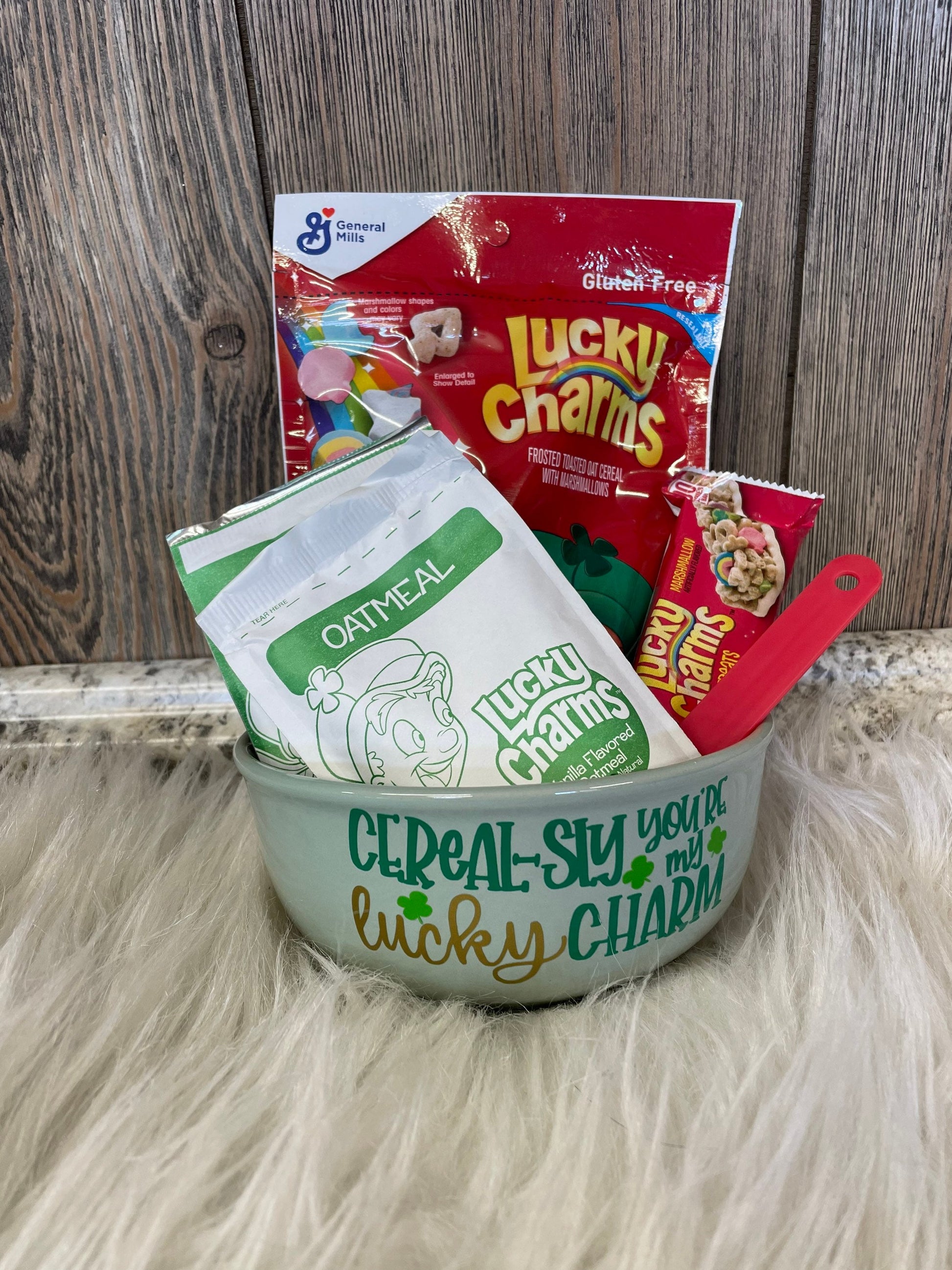Cereal-sly you’re my lucky charm bowl with cereal and color changing spoon