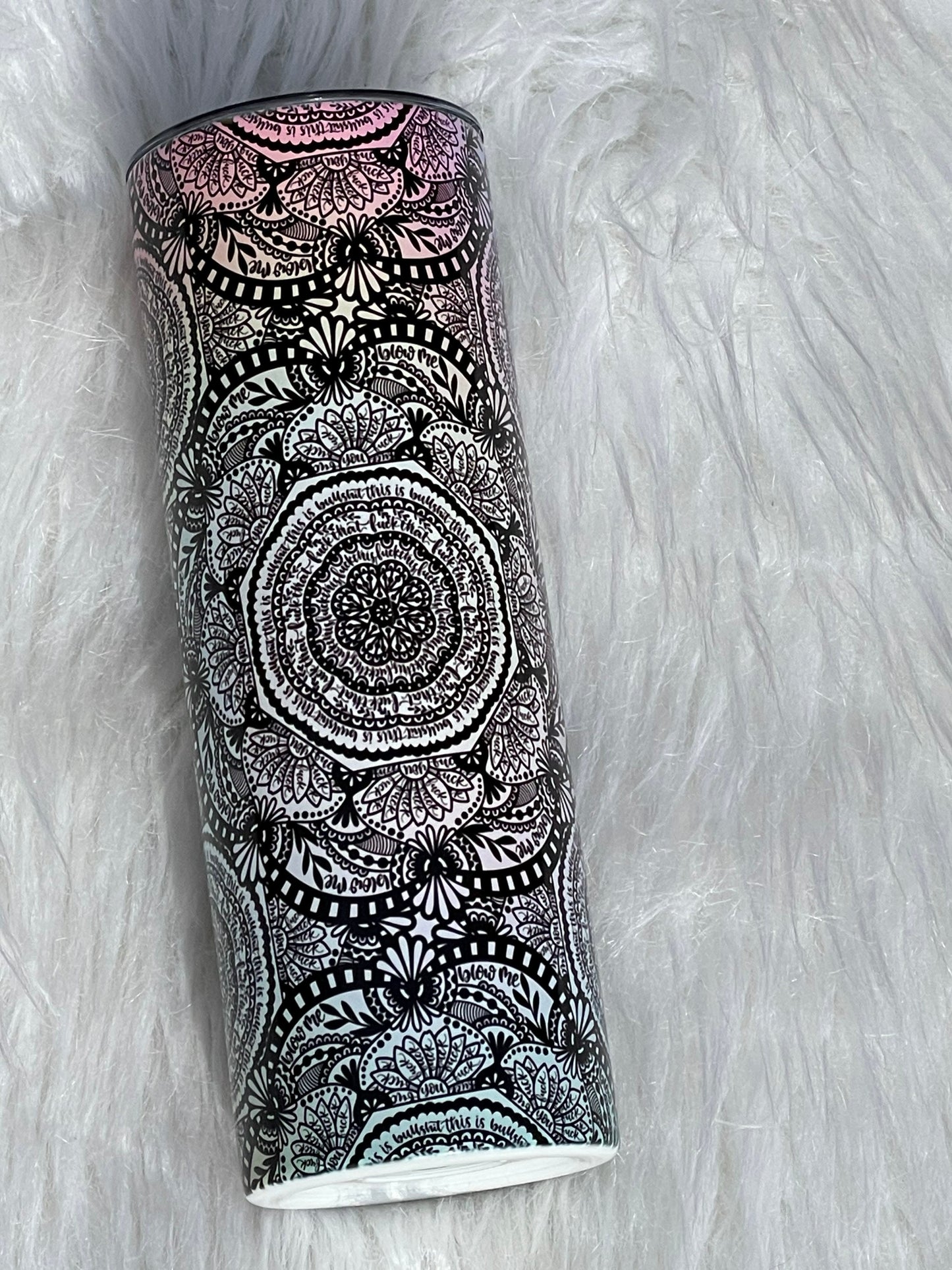 Hidden Cuss Word Adult Language Mandala 20 oz Stainless Skinny Tumbler
