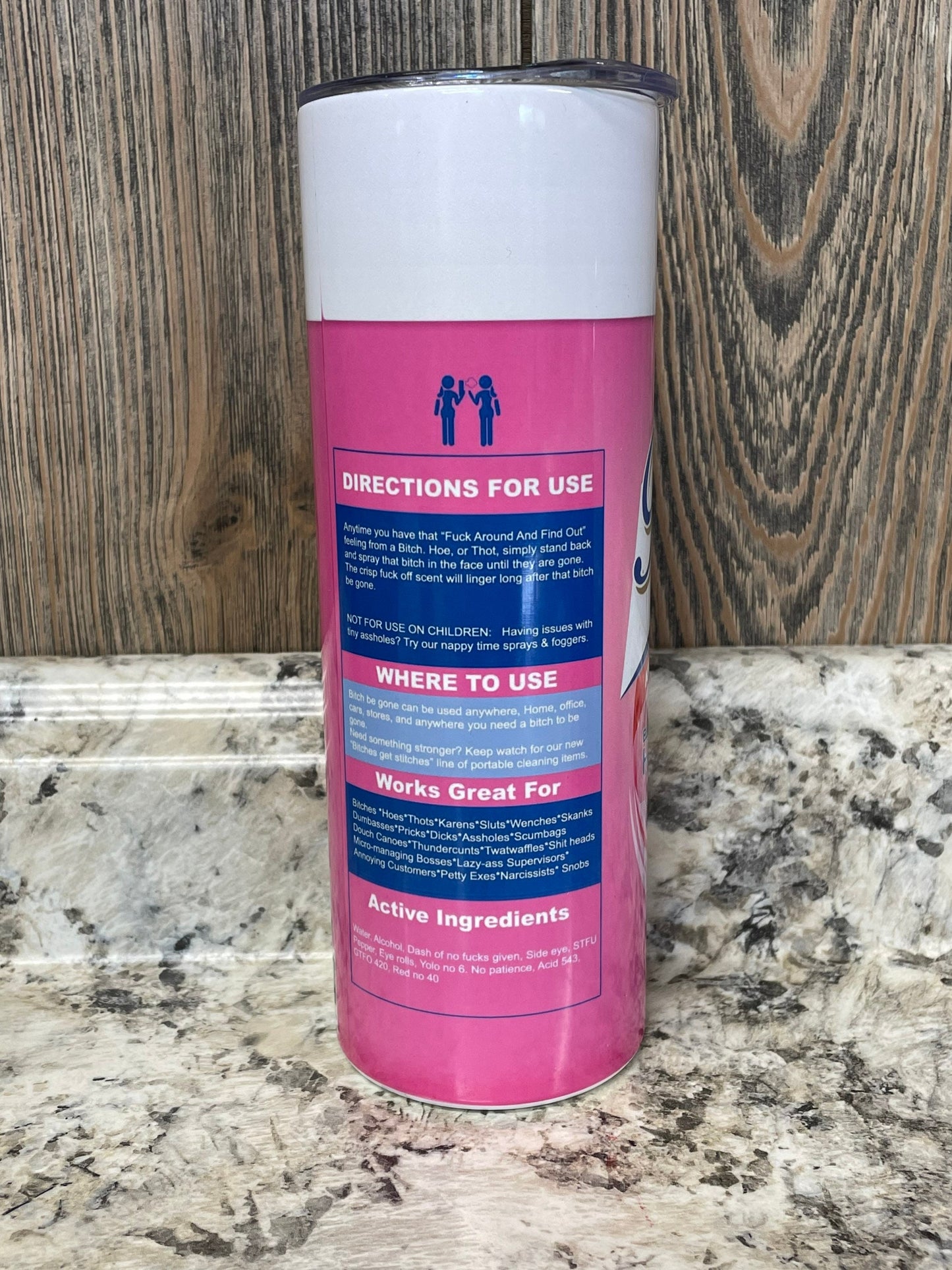 Bitch Disinfectant Spray 20 oz Stainless Skinny Tumbler