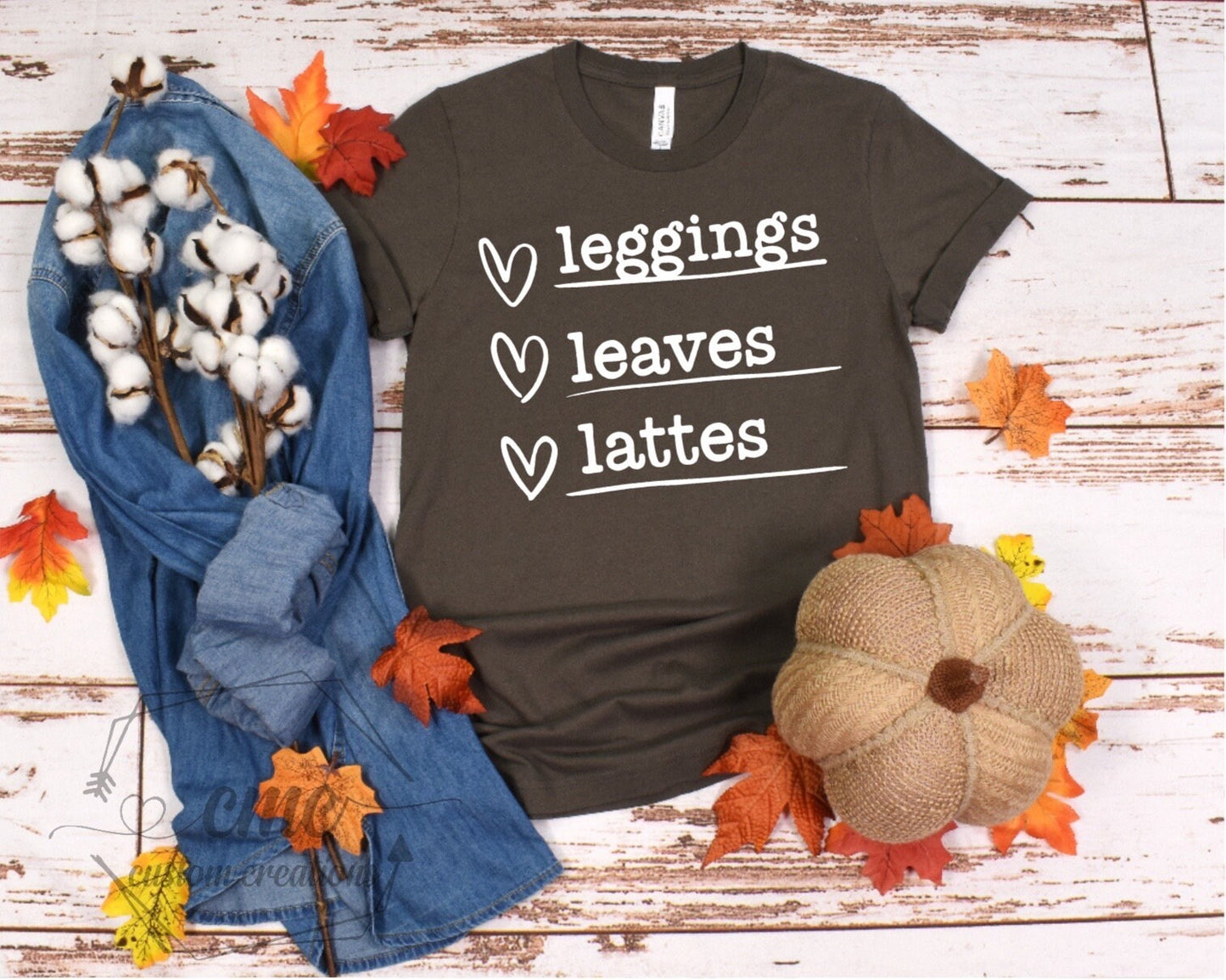 Leggings Leaves Latte Graphic T-Shirt]