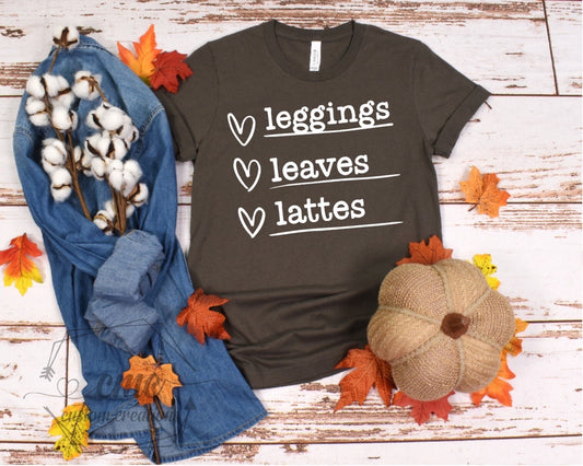 Leggings Leaves Latte Graphic T-Shirt]